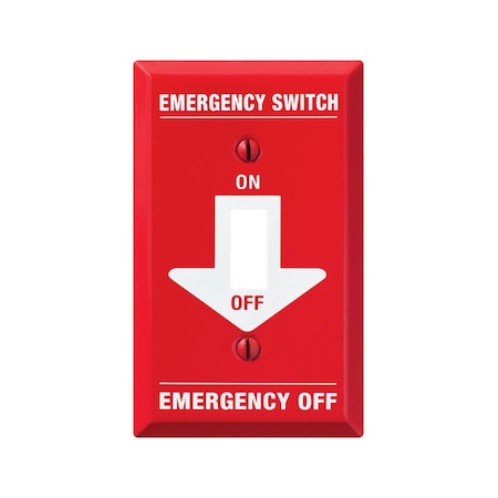 Amerelle Emergency Switch Wall Plate, Number of Gangs: 1 gang Stamped Steel, Red C972T